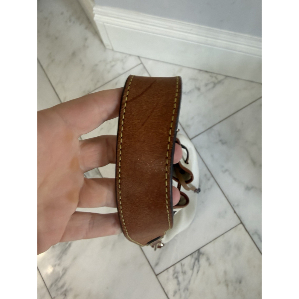 DOONEY & BOURKE Cream Pebbled Leather Small Drawstring Bucket Bag Shoulder Bag - Picture 11 of 16